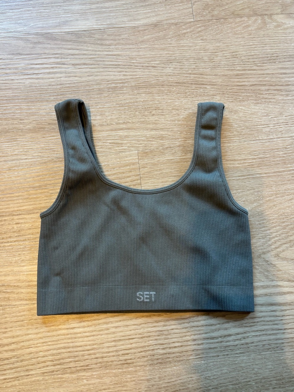 SET Active Women’s XS Ribbed Scoop Neck Bra Grey